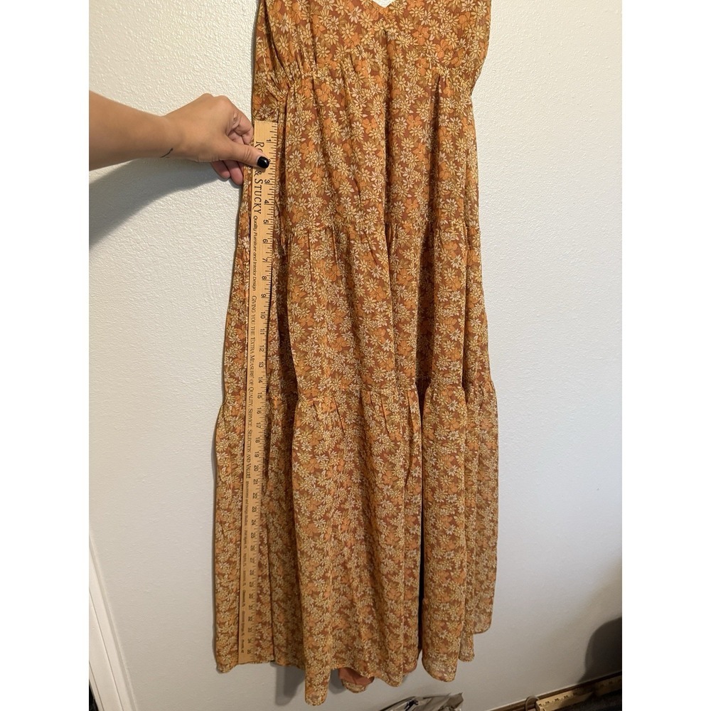 Madewell Floral Georgette Ruffle-Sleeve Tiered Midi Dress Daisy Meadow Size 14 - Picture 8 of 13